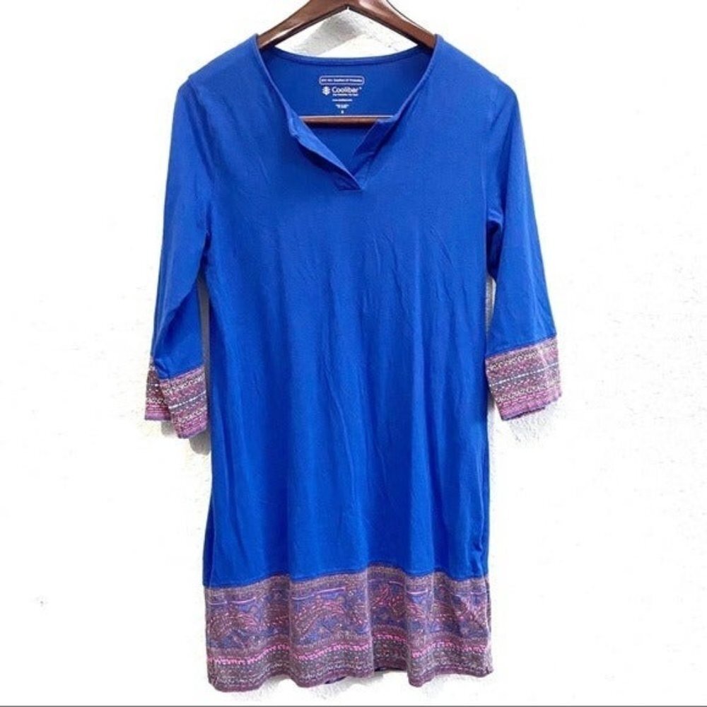 Coolibar Blue 3/4 Sleeve Sun Protection Dress S